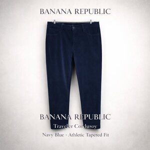 NWT Banana Republic Traveler Navy Corduroy Pants Athletic Tapered 35x30